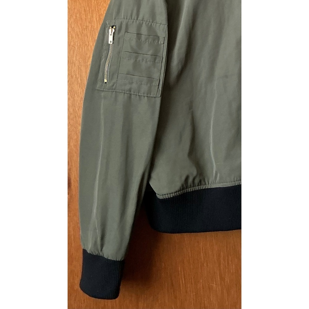 Olivia Grey Womens Olive Green Bomber Jacket L Retro Sporty Military Style - Picture 5 of 9